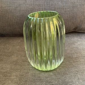 House of Hampton Small Seagrass Green Glass Ribbed Optic Heavy Votive Holder